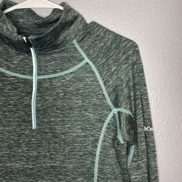 Columbia Gray and Teal Heathered 1/4 Zip Pullover Reflective Top Size Small - Picture 2 of 9